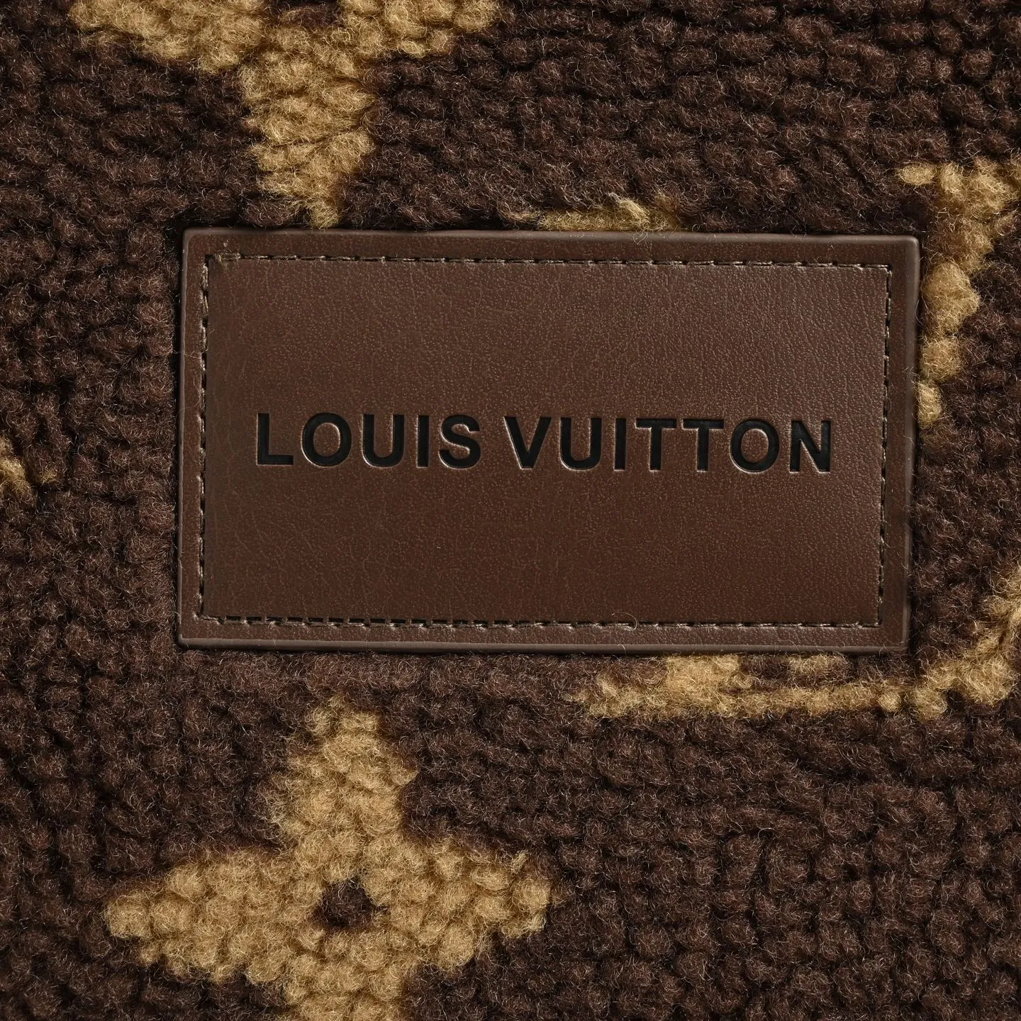 Louis Vuitton/Louis Vuitton dark brown all-over printed old flower Teddy polar fleece stand-up collar jacket